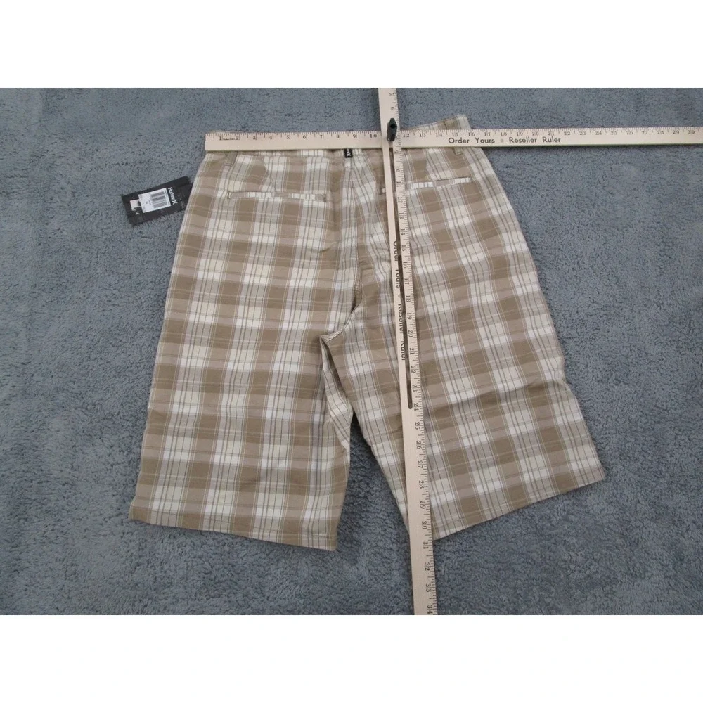 Hurley Sustain Mens 32 Plaid Chino Walk Shorts Tan Skate Y2K MW606SUSV